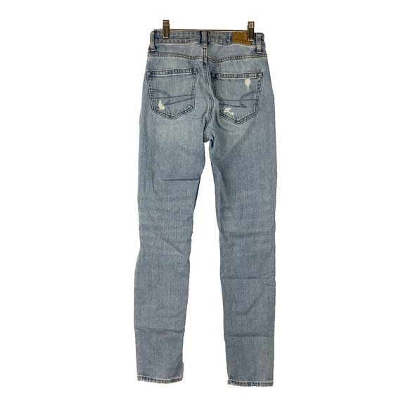 American Eagle Outfitters Jeans Womens 000 Blue Denim Distressed Ripped - Picture 6 of 11